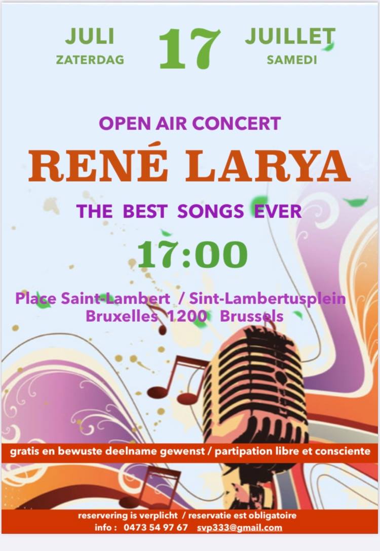 Affiche. Open Air Concert. The best songs ever. René Larya. 2021-07-17